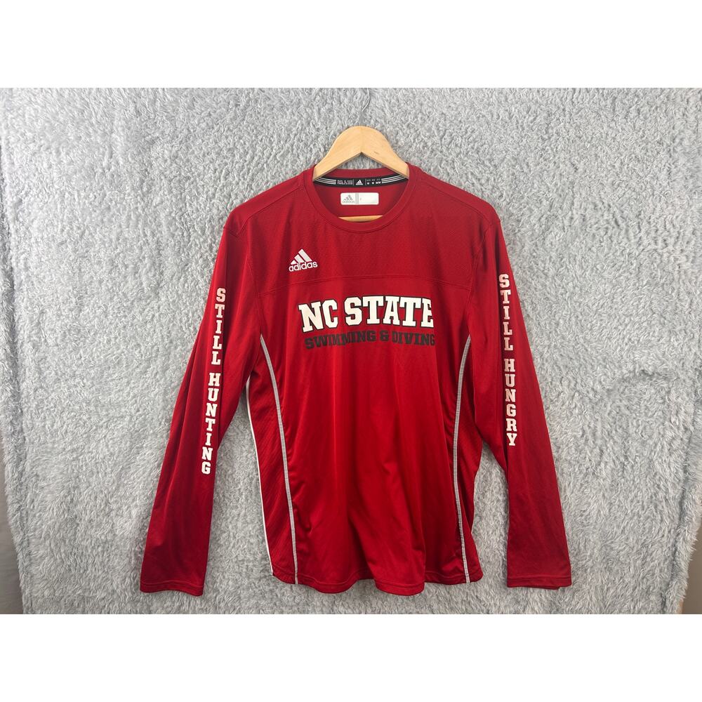 Adidas NC State Swimming & Diving Long Sleeve Climalite Shirt Men’s M Red